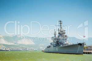 The cruiser Mikhail Kutuzov at the dock in Novorossiysk.