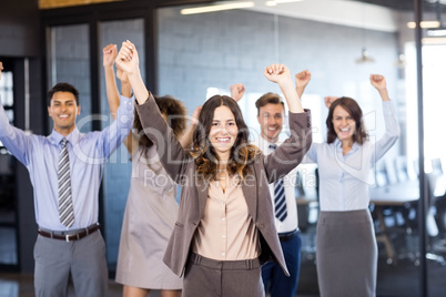 Successful business team celebrating their victory