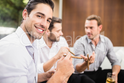 Group of men discussing