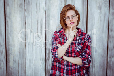 beautiful hipster woman , thinking and looking away