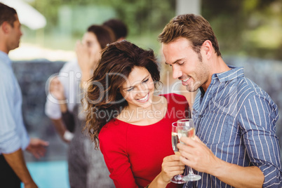 Romantic couple having drinks