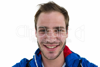 Close up view of a backpacker smiling