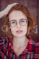 beautiful hipster woman staring into the camera