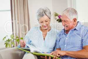 Senior couple reading a book