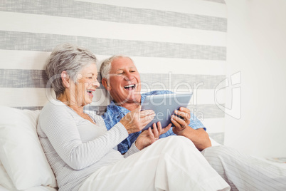 Senior couple using digital tablet