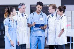 Medical team discussing together