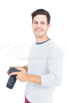 Man taking picture with professional camera