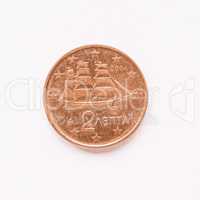 Greek 2 cent coin vintage