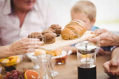 Family having breakfast