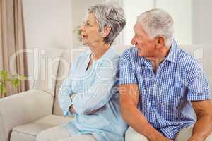 Senior couple upset with each other