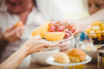 Family having breakfast