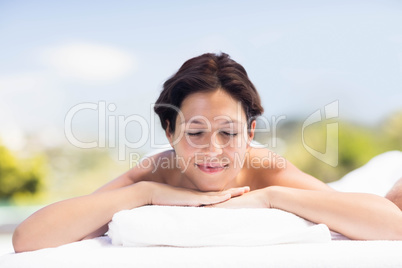 Woman relaxing on massage table