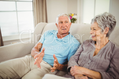 Senior couple having a discussion