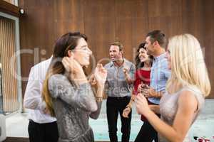 Group of young friends dancing