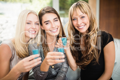 Portrait of beautiful women having drinks