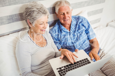 Senior couple using laptop