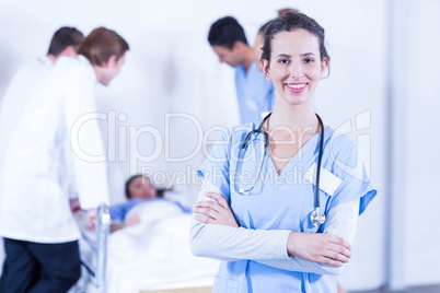 Portrait of female doctors smiling at camera
