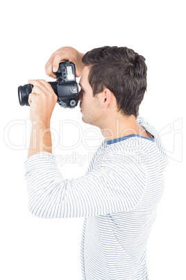 Man taking picture with professional camera