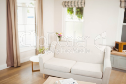 Empty living room with sofa and table