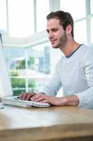 Handsome hipster working on computer