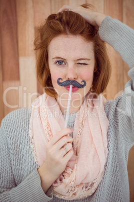Hipster wearing a fake mustache