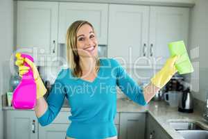 Pretty woman doing her house chores