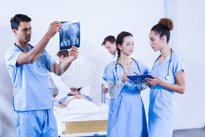 Doctor examining an x-ray in hospital