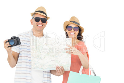 Couple with map and camera