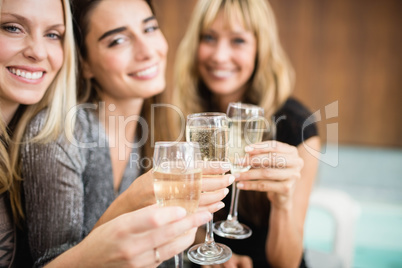 Portrait of beautiful women having drinks