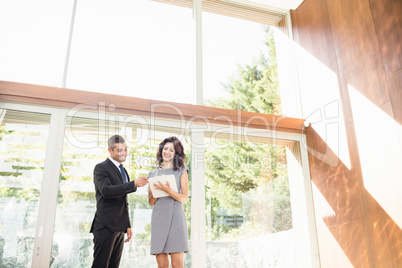 Real-estate agent showing young woman new home