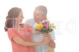 Couple with flowers bouquet