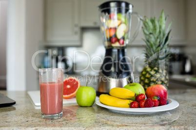 View of a glass of homemade smoothie