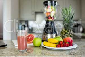 View of a glass of homemade smoothie