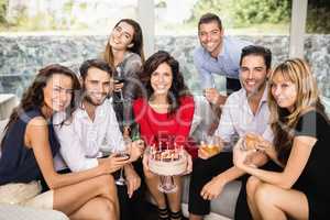 Group of friends celebrating birthday