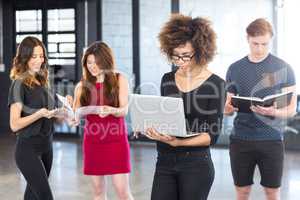 Businesswoman working on laptop