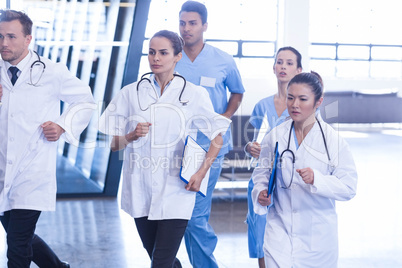 Doctors and nurses rushing for emergency