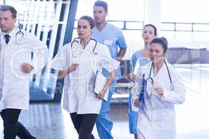 Doctors and nurses rushing for emergency