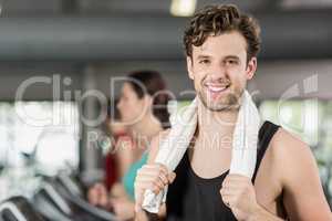 Smiling athletic man smiling to camera