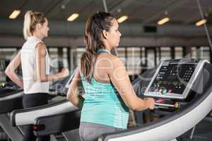 Women exercising on treadmill