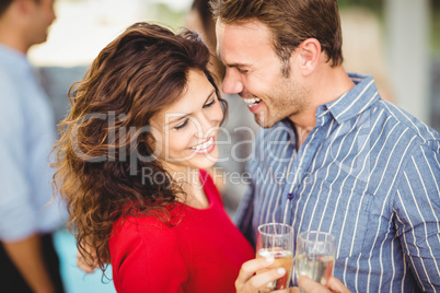 Romantic couple having drinks