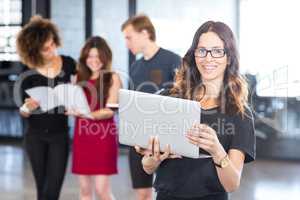 Portrait of businesswoman using laptop