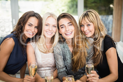 Portrait of beautiful women having drinks