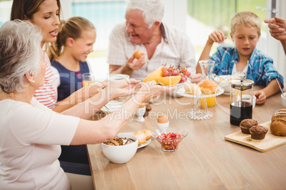 Family having breakfast