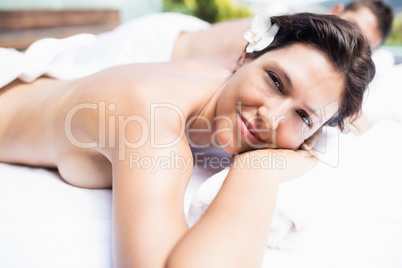 Woman relaxing on massage table