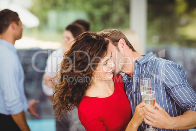 Romantic couple having drinks