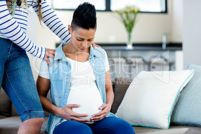 Woman with her pregnant partner