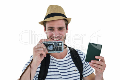 Hipster man as a tourist