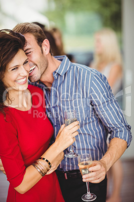 Romantic couple having drinks