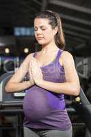 Peaceful pregnant woman with hands together