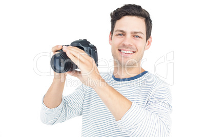 Man taking picture with professional camera